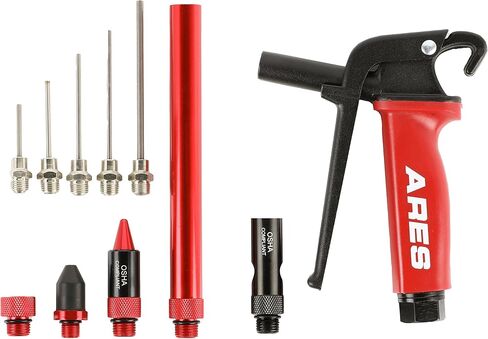 ARES High Flow Air Blow Gun and 9-Piece Air Blow Gun Needle Nozzle and Tips Accessory Set – Heavy Duty Aluminum Die Cast Body – 2 Nozzles, 5 Needle Nozzles, 6-Inch Extension, & Standard Thread Adapter in Saudi Arabia