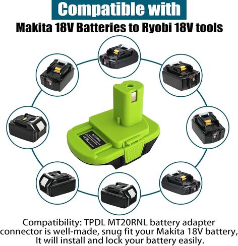 محول بطارية Fybemax MT20RNL يستخدم لأدوات Ryobi 18 فولت، تحويل لبطارية ماكيتا 18 فولت لاستخدام أدوات Roybi 18 فولت in Kuwait