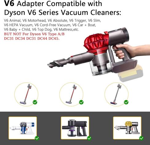 محول بطارية V6 مطور من JJXNDO لبطارية ليثيوم أيون ديوالت 20 فولت لاستبدال بطارية دايسون V6، يعمل من أجل دايسون V6 رأس محرك الحيوان، المكانس الكهربائية اللاسلكية الرقيقة الرقيقة DC58 DC59 DC61 DC62 DC72 in Kuwait
