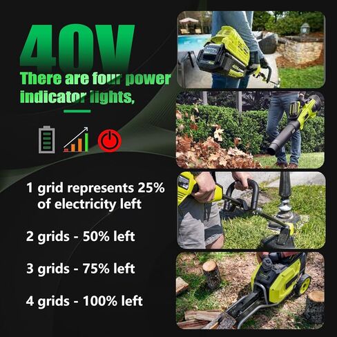 Jialipok 40V 6.0Ah Battery Replacement for Ryobi 40V Battery, Compatible with Ryobi 40V Tools and Charger OP4050A OP40601 OP4026A OP4040 OP4030 OP4050 OP4015 OP40261 OP40201 OP40401 with LED Indicator in Kuwait