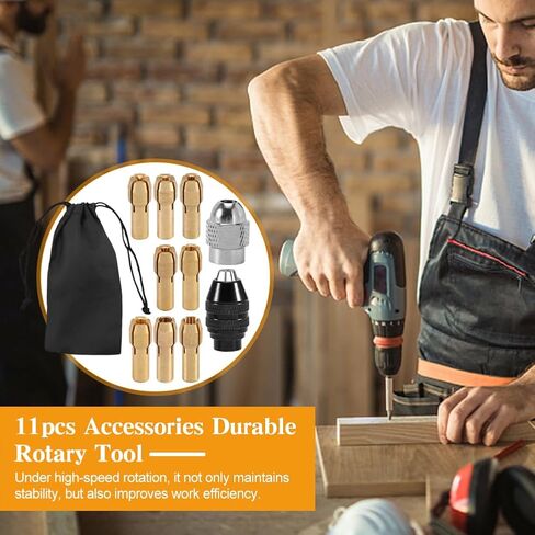 مجموعة أدوات حفر تشاك، 1/32 بوصة إلى 1/8 بوصة بديلة 4485 مثقاب بدون مفتاح أداة دوارة تشاك شانك محول تغيير سريع، مجموعة أدوات صواميل حفر دوارة سريعة التغيير متوافقة مع Drem-el (10 قطع) in Kuwait