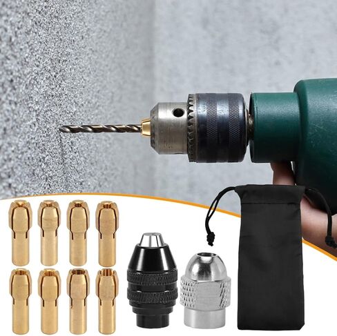 مجموعة أدوات حفر تشاك، 1/32 بوصة إلى 1/8 بوصة بديلة 4485 مثقاب بدون مفتاح أداة دوارة تشاك شانك محول تغيير سريع، مجموعة أدوات صواميل حفر دوارة سريعة التغيير متوافقة مع Drem-el (10 قطع) in Kuwait