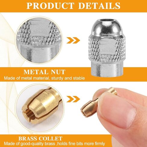 مجموعة أدوات حفر تشاك، 1/32 بوصة إلى 1/8 بوصة بديلة 4485 مثقاب بدون مفتاح أداة دوارة تشاك شانك محول تغيير سريع، مجموعة أدوات صواميل حفر دوارة سريعة التغيير متوافقة مع Drem-el (10 قطع) in Kuwait