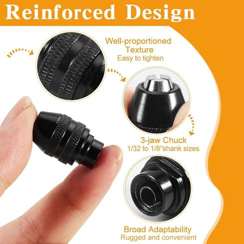 مجموعة أدوات حفر تشاك، 1/32 بوصة إلى 1/8 بوصة بديلة 4485 مثقاب بدون مفتاح أداة دوارة تشاك شانك محول تغيير سريع، مجموعة أدوات صواميل حفر دوارة سريعة التغيير متوافقة مع Drem-el (10 قطع) in Kuwait