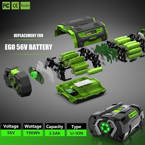 NEPOWILL 56V 3.5Ah Replacement Battery for EGO 56V Battery BA2800 BA4200 BA1400, Compatible with EGO 56 Volt CS1604 CS1804 CS1403 HT2400 LB6504 LB5804 LB6500 LB4800 HTA2000 PH1400 Power Tools in Saudi Arabia