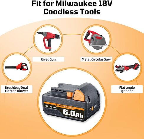 THISS 2 Pack 6.0Ah Replacement for Milwaukee M-18 Lithium-ion 18V Battery 48-11-1860 48-11-1840 48-11-1815 48-11-1820 48-11-1828 48-11-1852 48-11-1822 48-11-1811 replace for Milwaukee 18V Batteries in Saudi Arabia