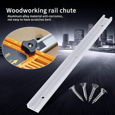 1 Piece 400mm Aluminum Alloy T Track, T Slot Track with 4Pcs Self Taping Screws for Woodworking Router Table Saw in Saudi Arabia