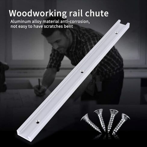 1 Piece 400mm Aluminum Alloy T Track, T Slot Track with 4Pcs Self Taping Screws for Woodworking Router Table Saw in Saudi Arabia