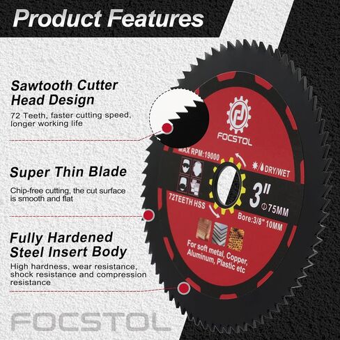 FOCSTOL Saw Blade Set - 4pcs 3''(75mm) Cutting Disc for Cutting Wood Metal Plastic for Angle Grinder Arbor 3/8''(10mm) in Saudi Arabia