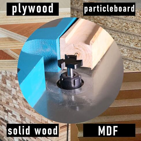 لقمة توجيه لسطح اللوحة باستخدام الحاسب الآلي، ساق 1/2 بوصة، 3 قطع طحن خشبية مزامير in Kuwait
