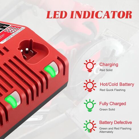 ADVNOVO M12 M14 M18 Rapid Charger Compatible with Millwaukie 12V-18V M12 M14 M18 Lithium Battery 48-59-1812 48-11-2420 48-11-2440 48-11-1840 48-11-2401 48-11-1890 48-11-1820 48-11-1850 in Kuwait