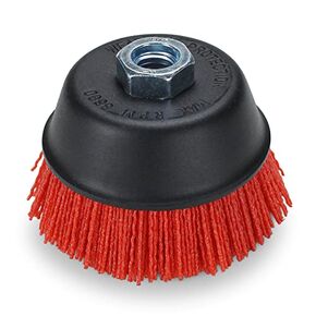 BHA 4" Abrasive Filament Nylon Bristle Cup Brush, 5/8-11 Threat Arbor - Gray (80 Grit)