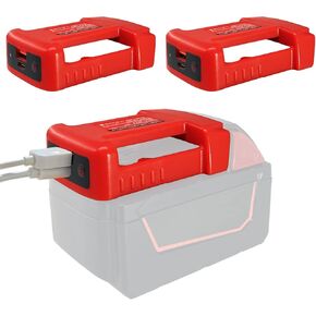 Fybemax 2 Pack USB Charger Adapter for Milwaukee M18 18V Battery with USB & Type-C Fast Charging Power Wheel Adapter USB Charger (Adapter Only)