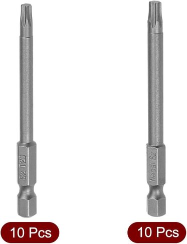 uxcell 20 Pcs T20 and T25 Magnetic Torx Screwdriver Bits Set, 1/4 Inch Hex Shank 3-inch Length S2 Power Tool in Saudi Arabia