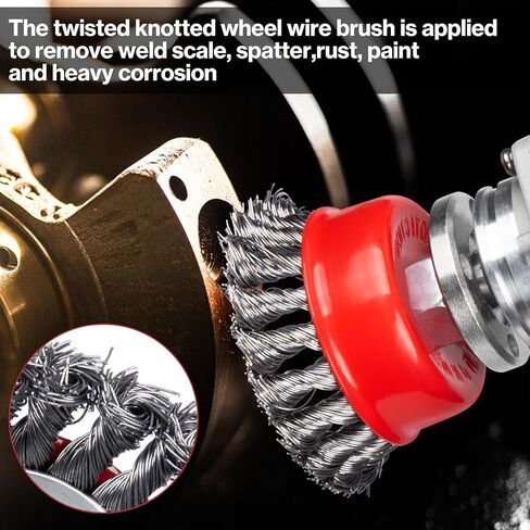 مجموعة فرشاة كأس عجلة سلكية 4.5 بوصة لمطاحن الزوايا، Lytool 3 قطع عجلات فرشاة الأسلاك، فرشاة كأس معقودة ملتوية، 5/8 -11 بوصة، فرشاة كأس خشنة مجعدة لتنظيف الصدأ وتجريد المواد الكاشطة in Kuwait