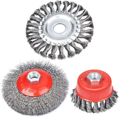 مجموعة فرشاة كأس عجلة سلكية 4.5 بوصة لمطاحن الزوايا، Lytool 3 قطع عجلات فرشاة الأسلاك، فرشاة كأس معقودة ملتوية، 5/8 -11 بوصة، فرشاة كأس خشنة مجعدة لتنظيف الصدأ وتجريد المواد الكاشطة in Kuwait