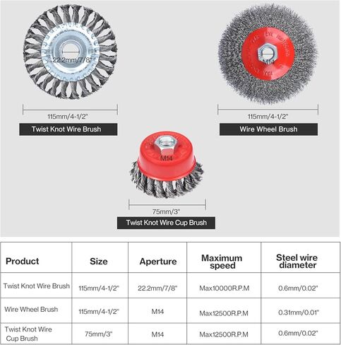 مجموعة فرشاة كأس عجلة سلكية 4.5 بوصة لمطاحن الزوايا، Lytool 3 قطع عجلات فرشاة الأسلاك، فرشاة كأس معقودة ملتوية، 5/8 -11 بوصة، فرشاة كأس خشنة مجعدة لتنظيف الصدأ وتجريد المواد الكاشطة in Kuwait