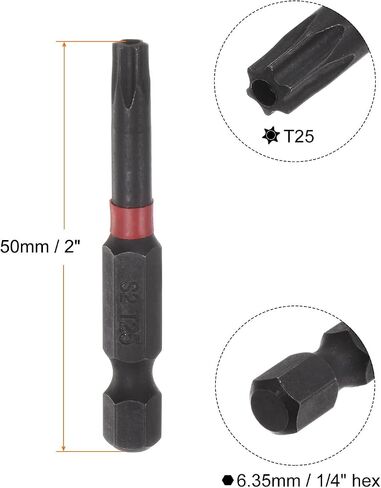 HARFINGTON T8 توركس بت تصنيف التأثير 1/4 "عرافة عرقوب 2" طول مفك براغي نجمي مغناطيسي للأمان أداة كهربائية in Kuwait