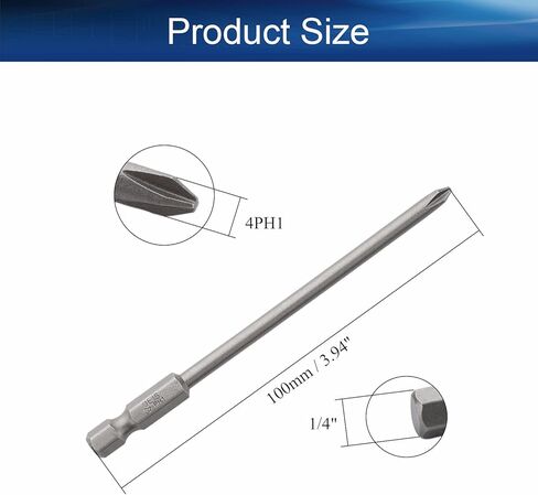 Auniwaig 10pcs Phillips Screwdriver Drill Bit Set, 4mm PH1 Phillips Cross, 1/4 Inch Hex Shank, 100mm/4 Inch Length S2 Steel with Magnetic for Power Screwdriver Drill Impact Driver in Saudi Arabia
