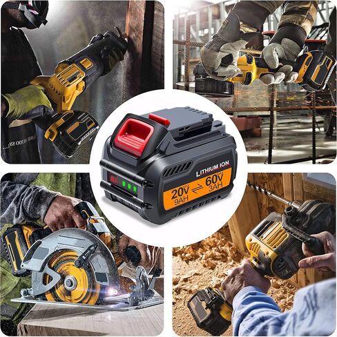 JGSPJ DCB609 60V Battery Replacement for Dewalt 20V / 60V Battery DCB609 DCB606 DCB612 20V 60V 9.0Ah Lithium Batteries in Saudi Arabia