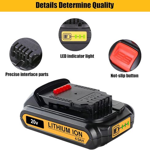 SKYON 20V 4.0Ah DCB230 Battery Replacement for DCB203 2Ah DCB201 1.5Ah DCBP034 1.7Ah DCBP520 5Ah DCB230 3.0Ah DCB240 4.0Ah 20V MAX* XR Compact Battery Compatible with Dewalt 20V Cordless Power Tools in Kuwait
