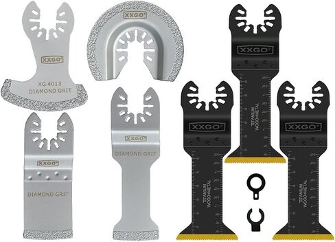 XXGO 7 Pcs Titanium Diamond Oscillating Tool Blades for Grout Removing Wood Nails Metal Cutting XGM0611 in Kuwait