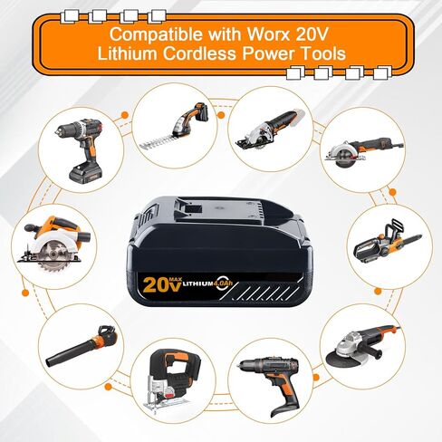 VINIDA 2Pack 20V 3.0Ah Battery Replacement for Worx Battery 20V Max WA3520 Lithium Battery WA3525 WG151s WG155s WG251s WG255s WG540s WG545s Tool Batteries in Saudi Arabia