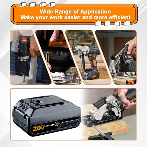 VINIDA 2Pack 20V 3.0Ah Battery Replacement for Worx Battery 20V Max WA3520 Lithium Battery WA3525 WG151s WG155s WG251s WG255s WG540s WG545s Tool Batteries in Saudi Arabia