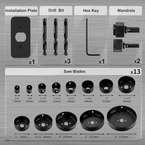 طقم منشار ثقب 20 قطعة من كاتا ومجموعة منشار ثقب 6 قطع مع مماسك، لقم ثقب، لوحة تركيب، مفتاح سداسي in Kuwait