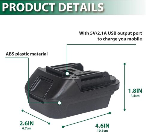 محول بطارية T TOVIA لديوالت 20 فولت ولبطارية ميلووكي 18 فولت إلى بطارية ليثيوم أيون ماكيتا 18 فولت LXT مع منفذ إخراج USB 5 فولت/2.1 أمبير، يعمل لأدوات طاقة ماكيتا (محول فقط) in Kuwait