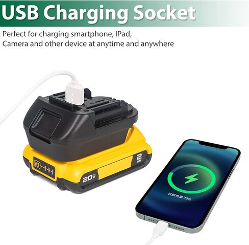 محول بطارية T TOVIA لديوالت 20 فولت ولبطارية ميلووكي 18 فولت إلى بطارية ليثيوم أيون ماكيتا 18 فولت LXT مع منفذ إخراج USB 5 فولت/2.1 أمبير، يعمل لأدوات طاقة ماكيتا (محول فقط) in Kuwait