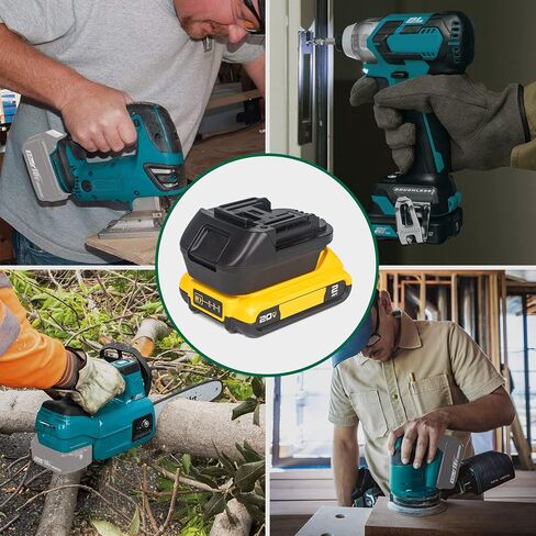 محول بطارية T TOVIA لديوالت 20 فولت ولبطارية ميلووكي 18 فولت إلى بطارية ليثيوم أيون ماكيتا 18 فولت LXT مع منفذ إخراج USB 5 فولت/2.1 أمبير، يعمل لأدوات طاقة ماكيتا (محول فقط) in Kuwait