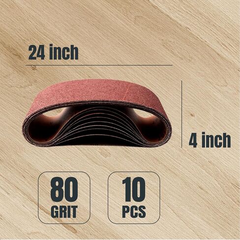 POWERTEC 4 x 24 Inch Sanding Belts, 80 & 120 Grit Aluminum Oxide Belt Sander Sanding Belt Sandpaper For Oscillating Belt and Spindle Sander, 10 Pack Each (110090+110010) in Saudi Arabia