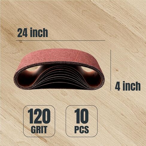 POWERTEC 4 x 24 Inch Sanding Belts, 80 & 120 Grit Aluminum Oxide Belt Sander Sanding Belt Sandpaper For Oscillating Belt and Spindle Sander, 10 Pack Each (110090+110010) in Saudi Arabia