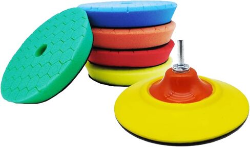 وسادات تلميع التلميع، 6 قطع 6 بوصة من ألواح الدعم المركبة، وسادات إسفنجية تلميع، مجموعة أدوات تلميع عازلة للسيارة، وتلميع، وإزالة الشعر بالشمع، ومرفق للحفر in Kuwait