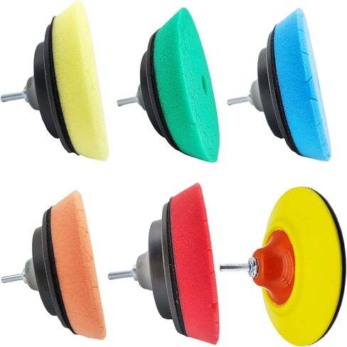 وسادات تلميع التلميع، 6 قطع 6 بوصة من ألواح الدعم المركبة، وسادات إسفنجية تلميع، مجموعة أدوات تلميع عازلة للسيارة، وتلميع، وإزالة الشعر بالشمع، ومرفق للحفر in Kuwait