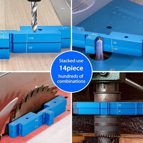 مكعبات اعداد لاعمال النجارة من تويكاي، 14 قطعة من مكعبات اعداد طاولة الراوتر، قضبان اعداد طاولة راوتر دقيقة من الالومنيوم لمنشار طاولة الراوتر واعداد قياس الزاوية، مكعبات اعداد لاعمال النجارة in Kuwait