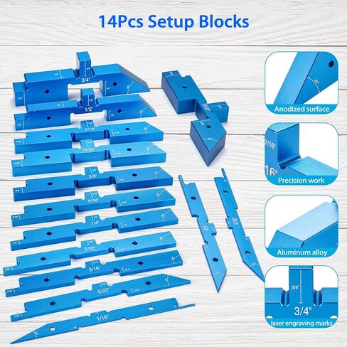 مكعبات اعداد لاعمال النجارة من تويكاي، 14 قطعة من مكعبات اعداد طاولة الراوتر، قضبان اعداد طاولة راوتر دقيقة من الالومنيوم لمنشار طاولة الراوتر واعداد قياس الزاوية، مكعبات اعداد لاعمال النجارة in Kuwait