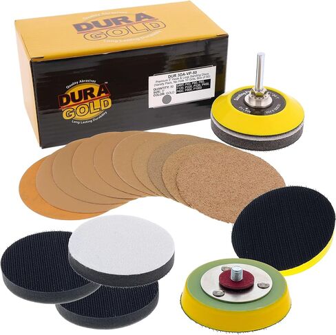 Dura-Gold 3" Sanding Discs - Variety Pack, Hook & Loop DA Backing Plate & Soft Density Interface Pad in Saudi Arabia