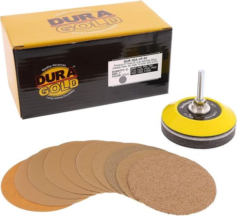 Dura-Gold 3" Sanding Discs - Variety Pack, Hook & Loop DA Backing Plate & Soft Density Interface Pad in Saudi Arabia