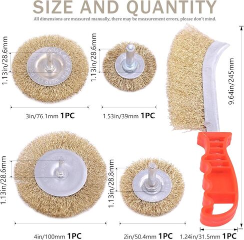 مجموعة فرشاة سلكية مطلية بالنحاس مكونة من 9 قطع من Rustark مع عجلة صنفرة بغطاء كاشط، مجموعة فرشاة مثقاب سلكية ملائمة عالميًا لأداة دوارة كهربائية لإزالة طلاء الصدأ والتآكل in Kuwait