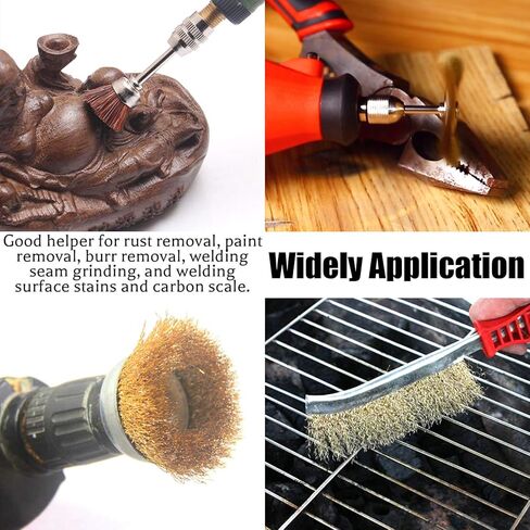مجموعة فرشاة سلكية مطلية بالنحاس مكونة من 9 قطع من Rustark مع عجلة صنفرة بغطاء كاشط، مجموعة فرشاة مثقاب سلكية ملائمة عالميًا لأداة دوارة كهربائية لإزالة طلاء الصدأ والتآكل in Kuwait