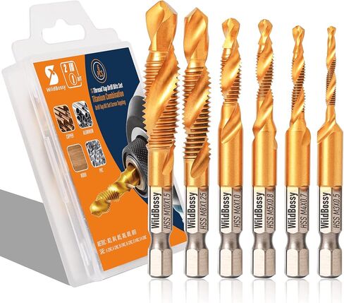 مجموعة لقم الحفر المركبة 6 قطع (M3 M4 M5 M6 M8 M10) وM35 5% كوبالت متري مجموعة لقم الثقب (1 مم - 10 مم / 19 قطعة) in Kuwait