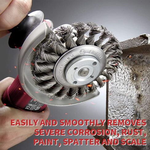 Coarse Crimped Wire Wheel Cup Brush Set with 5/8 inch-11 Threaded Arbor - Cleaning Stripping Abrasive for Angle Grinder | 3inch 4inch x 0.02inch Twisted Knotted Carbon Steel Wire Wheels (3Pcs) in Saudi Arabia