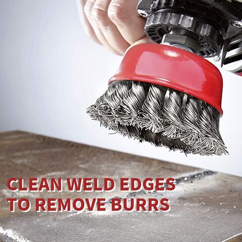 Coarse Crimped Wire Wheel Cup Brush Set with 5/8 inch-11 Threaded Arbor - Cleaning Stripping Abrasive for Angle Grinder | 3inch 4inch x 0.02inch Twisted Knotted Carbon Steel Wire Wheels (3Pcs) in Saudi Arabia