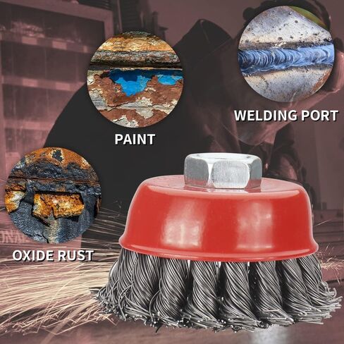Coarse Crimped Wire Wheel Cup Brush Set with 5/8 inch-11 Threaded Arbor - Cleaning Stripping Abrasive for Angle Grinder | 3inch 4inch x 0.02inch Twisted Knotted Carbon Steel Wire Wheels (3Pcs) in Saudi Arabia