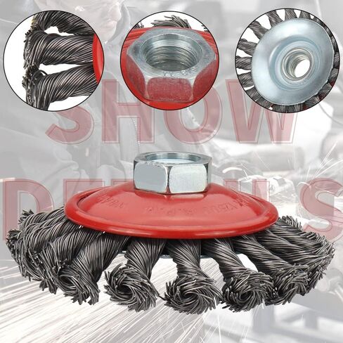 Coarse Crimped Wire Wheel Cup Brush Set with 5/8 inch-11 Threaded Arbor - Cleaning Stripping Abrasive for Angle Grinder | 3inch 4inch x 0.02inch Twisted Knotted Carbon Steel Wire Wheels (3Pcs) in Saudi Arabia