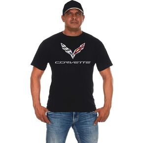 JH DESIGN GROUP Men's Chevy Corvette C7 Crew Neck T-Shirt in Black & Gray & Red