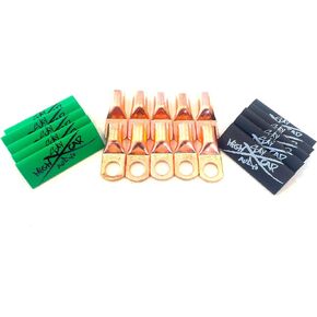 (10) 4 Gauge Copper Ring Terminals 3/8" Green/Black Heat Shrink Tubing Lugs in Saudi Arabia
