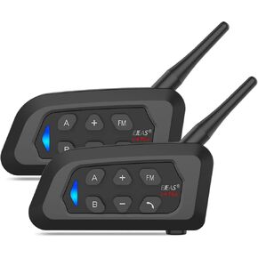 EJEAS V6 Pro Motorcycle Helmet Bluetooth Intercom, 2-Way 1200M Motorcycle Bluetooth Headset Universal Communication System with Noise Cancellation and Waterproof for Dirt Bike/ATV/Snowmobile (2PCS) in Kuwait